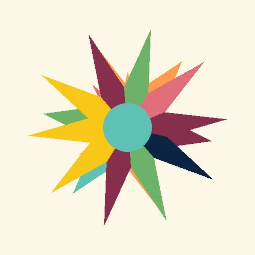 simple square rangoli design with contrasting colours